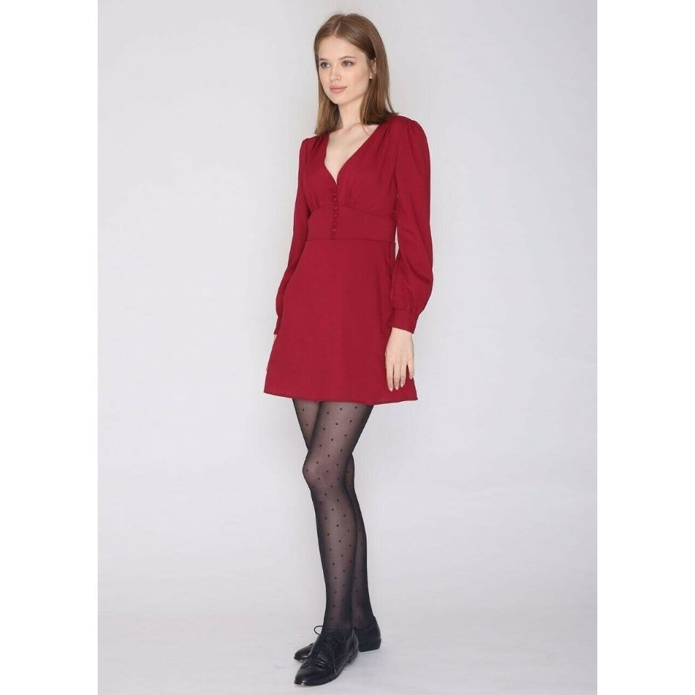 PEPALOVES Tatum Dress Red Wine Purple Long Sleeve MEDIUM